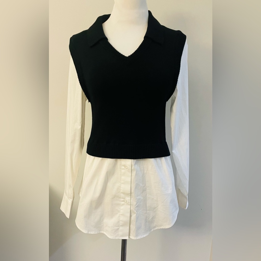 New! PISTOLA SOFIA V-NECK COLLARED VEST ATTACHED SHIRT SIZE SMALL - Picture 8 of 14